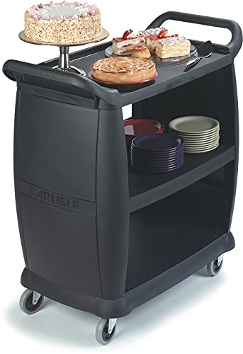 Carlisle FoodService Products Plastic Bussing Cart, 300 lb Capacity, 36.25" x 18"x 38", Black, Small