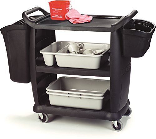 Carlisle FoodService Products Plastic Bussing Cart, 300 lb Capacity, 36.25" x 18"x 38", Black, Small