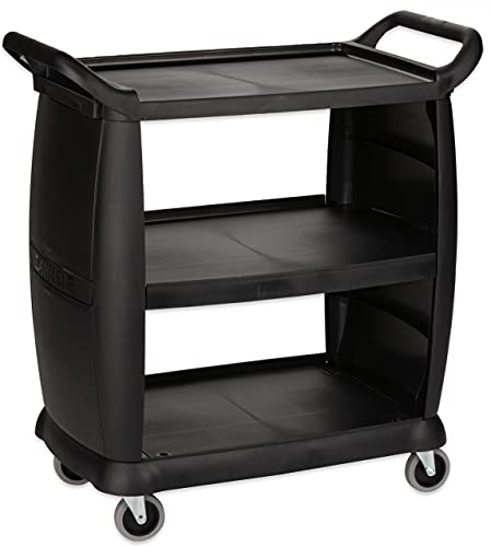 Carlisle FoodService Products Plastic Bussing Cart, 300 lb Capacity, 36.25" x 18"x 38", Black, Small