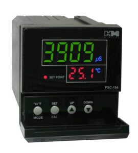 hm digital psc-154 tds/ec controller with 4-20ma output, 0-9999 µs measurement range, 0.1 µs/ppm resolution, +/-2% readout accuracy