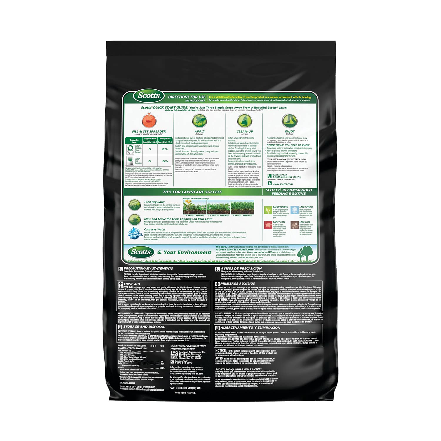 Scotts Turf Builder with Moss Control, Moss Killer and Lawn Fertilizer, Covers Up to 5,000 sq. ft., 25 lbs.