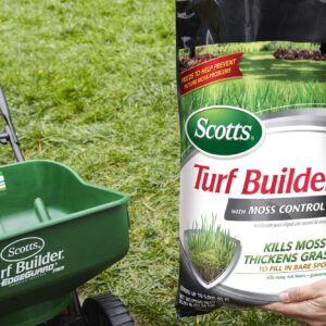 Scotts Turf Builder with Moss Control, Moss Killer and Lawn Fertilizer, Covers Up to 5,000 sq. ft., 25 lbs.