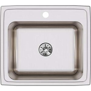 elkay dlr221910pd1 lustertone classic single bowl drop-in stainless steel sink with perfect drain