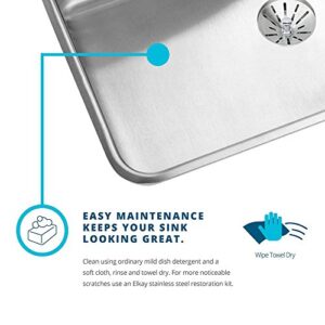 Elkay ELUH2115PD Lustertone Classic Single Bowl Undermount Stainless Steel Sink with Perfect Drain