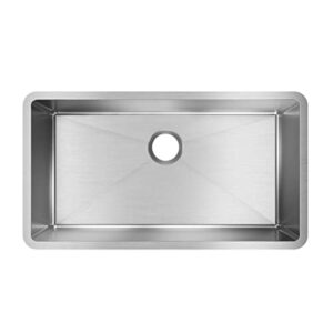 elkay crosstown efru311610t 33" - 10" depth single bowl undermount stainless steel kitchen sink, polished satin