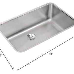 Elkay ELUH281610PD Lustertone Classic Single Bowl Undermount Stainless Steel Sink with Perfect Drain