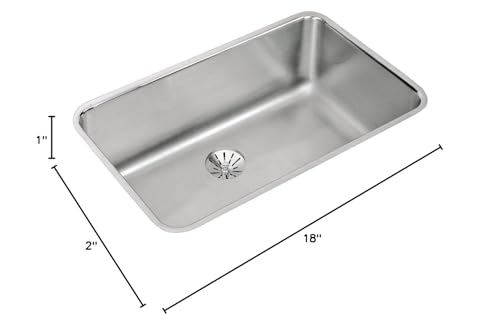 Elkay ELUH281610PD Lustertone Classic Single Bowl Undermount Stainless Steel Sink with Perfect Drain