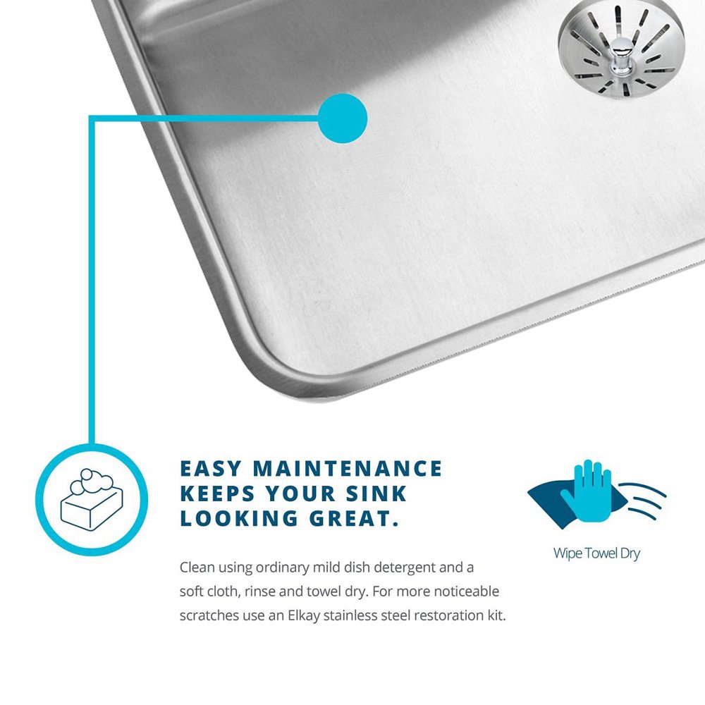 Elkay ELUH2816PD Lustertone Classic Single Bowl Undermount Stainless Steel Sink with Perfect Drain