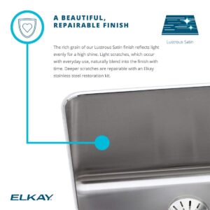 Elkay ELUH2816PD Lustertone Classic Single Bowl Undermount Stainless Steel Sink with Perfect Drain