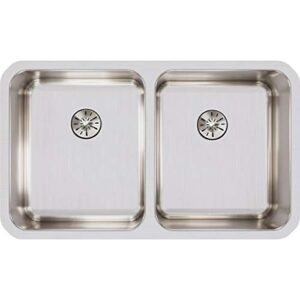 elkay eluh3118pd lustertone classic double bowl undermount stainless steel sink with perfect drain