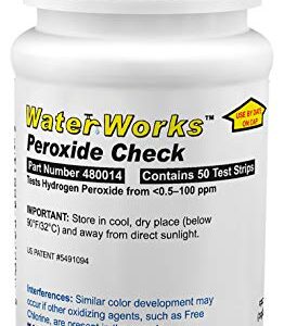 Industrial Test Systems | 480014 WaterWorks Peroxide (H2O2) Test Strip | 0-100ppm Range | 30-Second Test Time | 50 Test Strips | Top Selling Peroxide Strip | For Pool & Spa, Drinking H2O, Laundry, etc