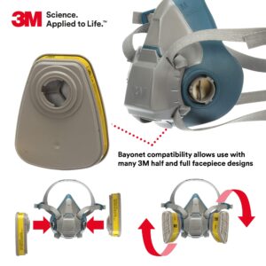 3M Respirator Cartridge 6003, 1 Pair, Helps Protect Against Organic Vapors or Acid Gases