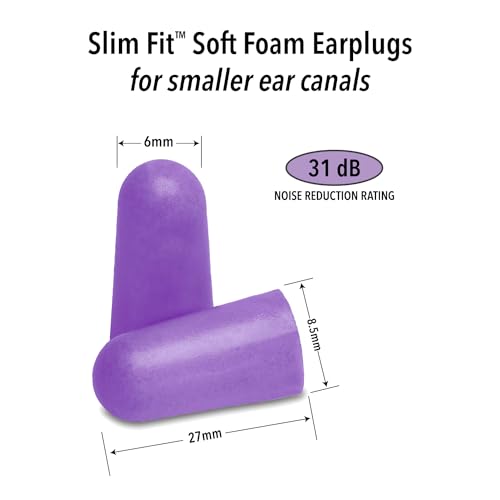 Mack's Slim Fit Soft Foam Earplugs, 50 Pair - Small Ear Plugs for Sleeping, Snoring, Traveling, Concerts, Shooting Sports & Power Tools | Made in USA