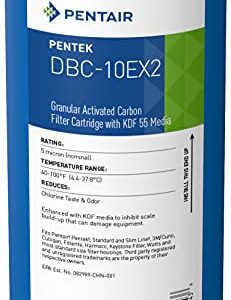 Pentair Pentek DBC-10EX2 Carbon Water Filter, 10-Inch, Whole House Heavy Duty Granular Activated Coconut Shell Carbon Cartridge with KDF 55 Media, 10" x 4.5", 5 Micron