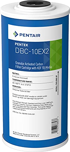 Pentair Pentek DBC-10EX2 Carbon Water Filter, 10-Inch, Whole House Heavy Duty Granular Activated Coconut Shell Carbon Cartridge with KDF 55 Media, 10" x 4.5", 5 Micron