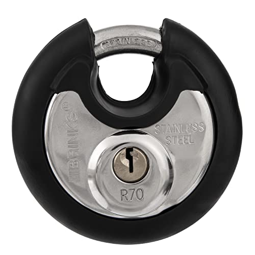 BRINKS - 70mm Commercial Stainless Steel Keyed Discus Padlock - Stainless Steel Body with Stainless Steel Shackle,Black