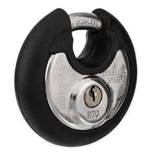 BRINKS - 70mm Commercial Stainless Steel Keyed Discus Padlock - Stainless Steel Body with Stainless Steel Shackle,Black