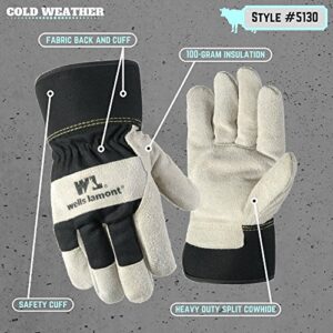 Wells Lamont Men's Heavy Duty Leather Palm Winter Work Gloves with Safety Cuff (Wells Lamont 5130XL), Black