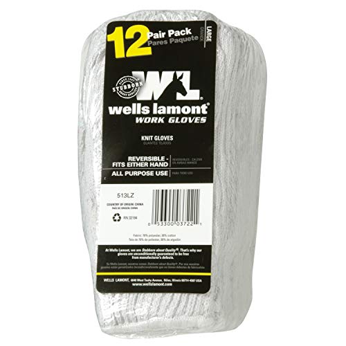 Wells Lamont mens 12 Pair Pack Work Gloves, White, Large Pack of US