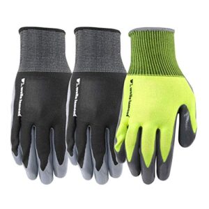 wells lamont 3 pair pack men's nitrile coated grip work gloves, medium (546mf) , black