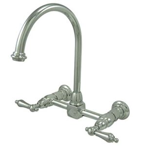 kingston brass ks1291al restoration bridge kitchen faucet, 8-1/2", polished chrome