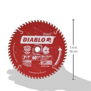 Freud D0760A Diablo 7-1/4" x 60-Tooth Ultra Fine Finishing Circular Saw Blade with 5/8" Arbor and Diamond Knockout Single Blade