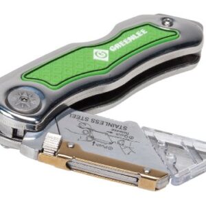 Greenlee 0652-22 8.9" Folding Utility Knife with Retractable 3-Position Serrated Blade, Silver/Green