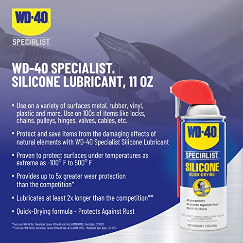 WD-40 Specialist Silicone Lubricant with SMART STRAW SPRAYS 2 WAYS, 11 OZ