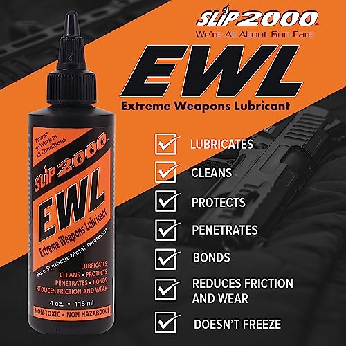 SLIP 2000 EWL CLP Gun Lube - Extreme Weapons Lubricant Synthetic Gun CLP Cleaner - 4 oz Squeeze Bottle