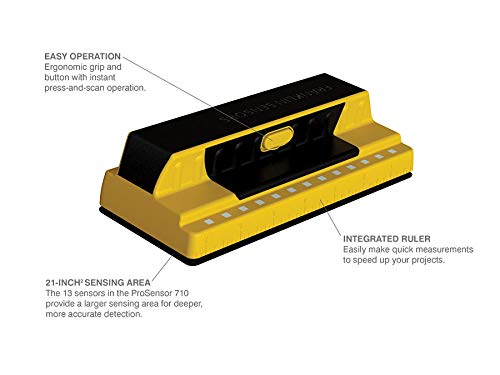 Franklin Sensors 710 Professional Stud Finder with 13-Sensors for the Highest Accuracy Detects Wood & Metal Studs with Incredible Speed, Yellow