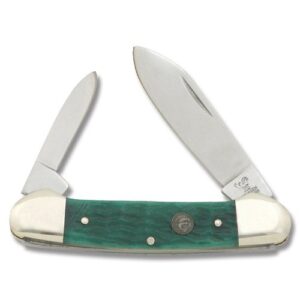 hen & rooster and green picked bone canoe pocket knife knives