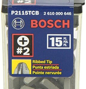 BOSCH P2115TCB 1 In. Impact Tough Phillips Insert Bit, 15-Piece