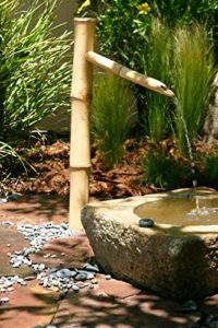 bamboo accents 36” tall outdoor water fountain with pump, easy install in pond or garden, handmade smooth natural split-resistant bamboo