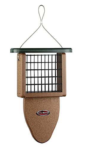 Kettle Moraine Recycled Plastic Single Suet Cake Tail Prop Suet Bird Feeder with Hanging Cable