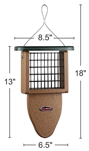 Kettle Moraine Recycled Plastic Single Suet Cake Tail Prop Suet Bird Feeder with Hanging Cable