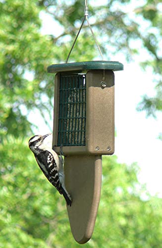 Kettle Moraine Recycled Plastic Single Suet Cake Tail Prop Suet Bird Feeder with Hanging Cable