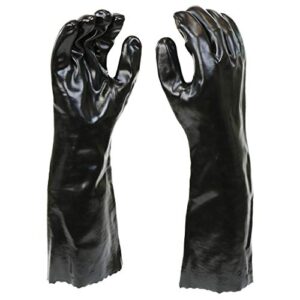 west chester 12018 chemical resistant pvc coated work gloves - large, black fully coated safety gloves with 18 in. gauntlet cuff. workplace safety wear
