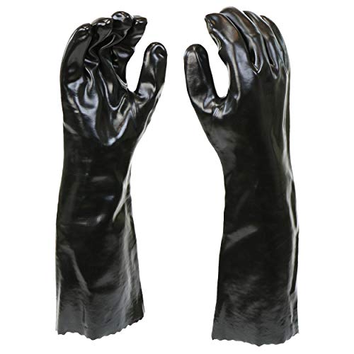 West Chester 12018 Chemical Resistant PVC Coated Work Gloves - Large, Black Fully Coated Safety Gloves with 18 in. Gauntlet Cuff. Workplace Safety Wear