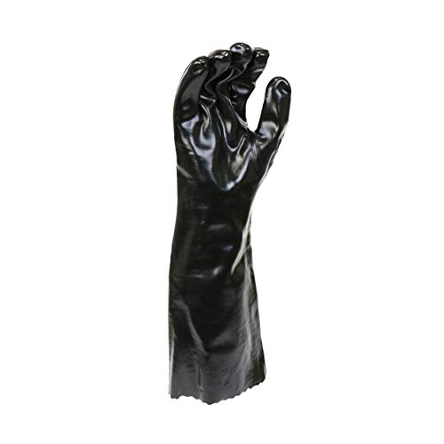 West Chester 12018 Chemical Resistant PVC Coated Work Gloves - Large, Black Fully Coated Safety Gloves with 18 in. Gauntlet Cuff. Workplace Safety Wear