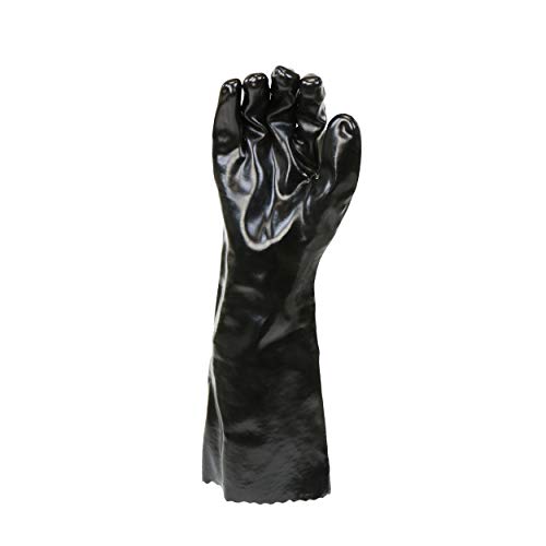 West Chester 12018 Chemical Resistant PVC Coated Work Gloves - Large, Black Fully Coated Safety Gloves with 18 in. Gauntlet Cuff. Workplace Safety Wear