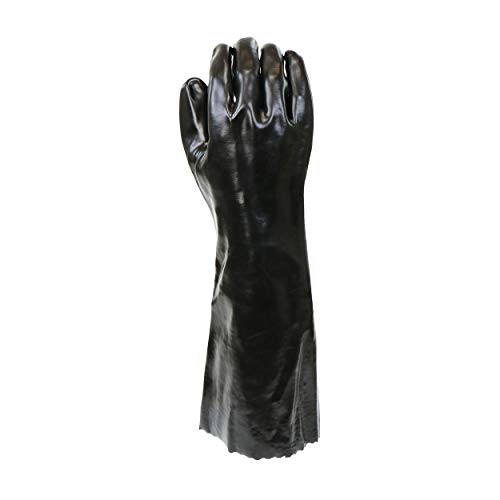 West Chester 12018 Chemical Resistant PVC Coated Work Gloves - Large, Black Fully Coated Safety Gloves with 18 in. Gauntlet Cuff. Workplace Safety Wear