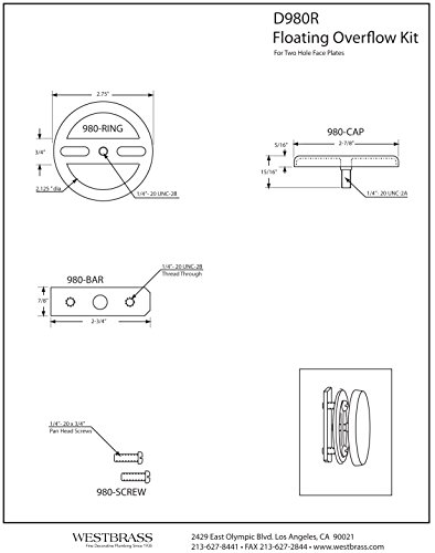 Westbrass Floating No-Hole Overflow Faceplate, Matte Black, D980R-62