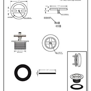 Westbrass Twist & Close Tub Trim Set with Floating Overflow Faceplate, Matte Black, D94H-62