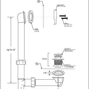 Westbrass 593144-62 Black 1-1/2" Tubular Tip Toe Bath Waste Drain Kit, Matte Black ,Pack of 1