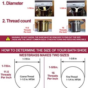 Westbrass 593244-26 White 1-1/2" Tubular Tip Toe Bath Waste Drain Kit, Polished Chrome