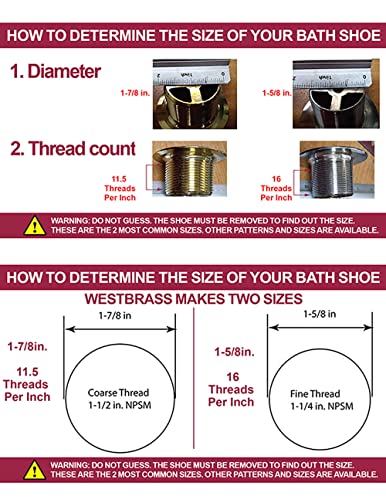 Westbrass 593244-50 White 1-1/2" Tubular Tip Toe Bath Waste Drain Kit, Powder Coat White