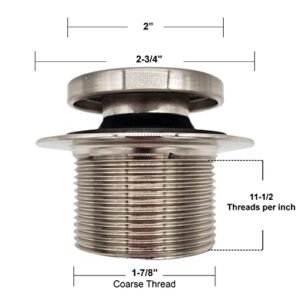 Westbrass 593244-07 14" x 1-1/2" White Tubular Bathtub Waste & Overflow Assembly with Tip-Toe Drain Plug and 2-Hole Faceplate, 1-Pack, Satin Nickel