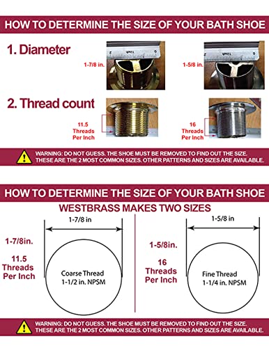 Westbrass 593244-07 14" x 1-1/2" White Tubular Bathtub Waste & Overflow Assembly with Tip-Toe Drain Plug and 2-Hole Faceplate, 1-Pack, Satin Nickel