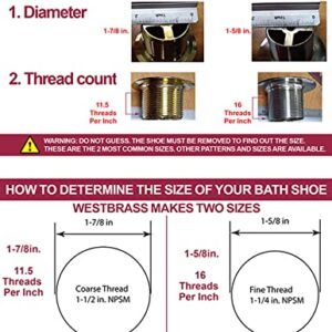 Westbrass 593244-20 White 1-1/2" Tubular Tip Toe Bath Waste Drain Kit, Stainless Steel