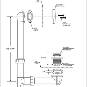 Westbrass 593244-20 White 1-1/2" Tubular Tip Toe Bath Waste Drain Kit, Stainless Steel